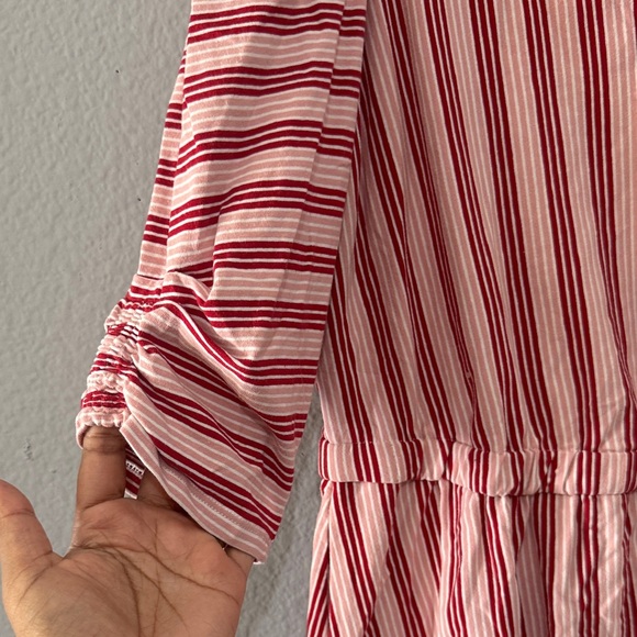 Matilda Jane Striped pink and Red heart to heart Dress pockets puff sleeve sz M - Picture 3 of 11